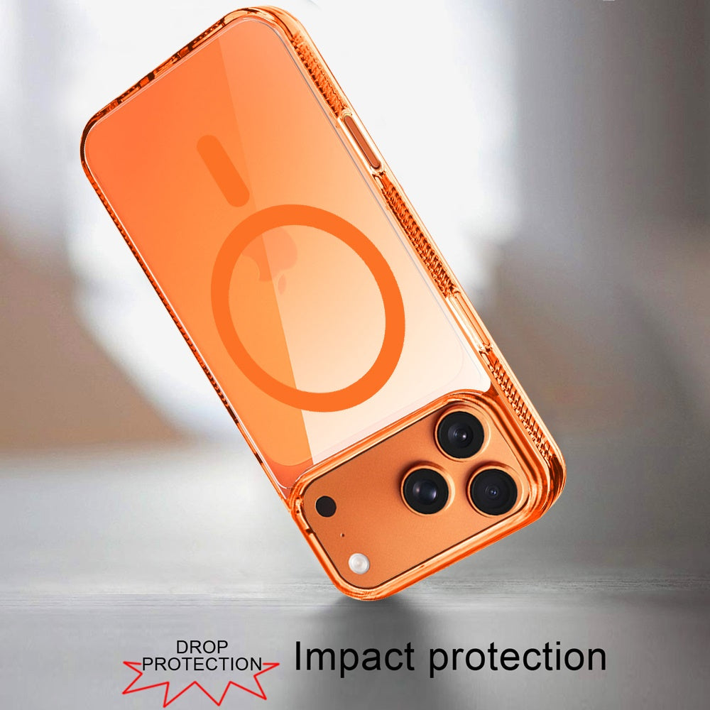 For Apple iPhone 17 Pro (6.3") MagSafe Compatible Integrated Technology Clean Transparent Hybrid Armor TPU Frame Case Cover Black