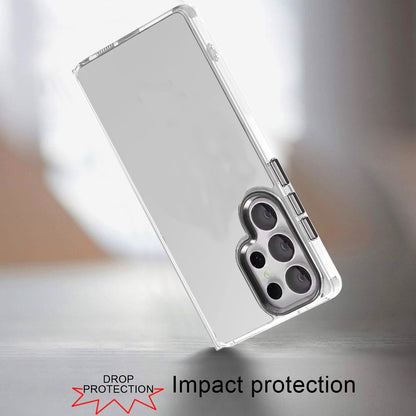 For Samsung Galaxy S26 Ultra Transparent Clear Hybrid with Matching Metal Buttons and Camera Protection Hard PC + TPU Rubber Case Cover Clear / Black
