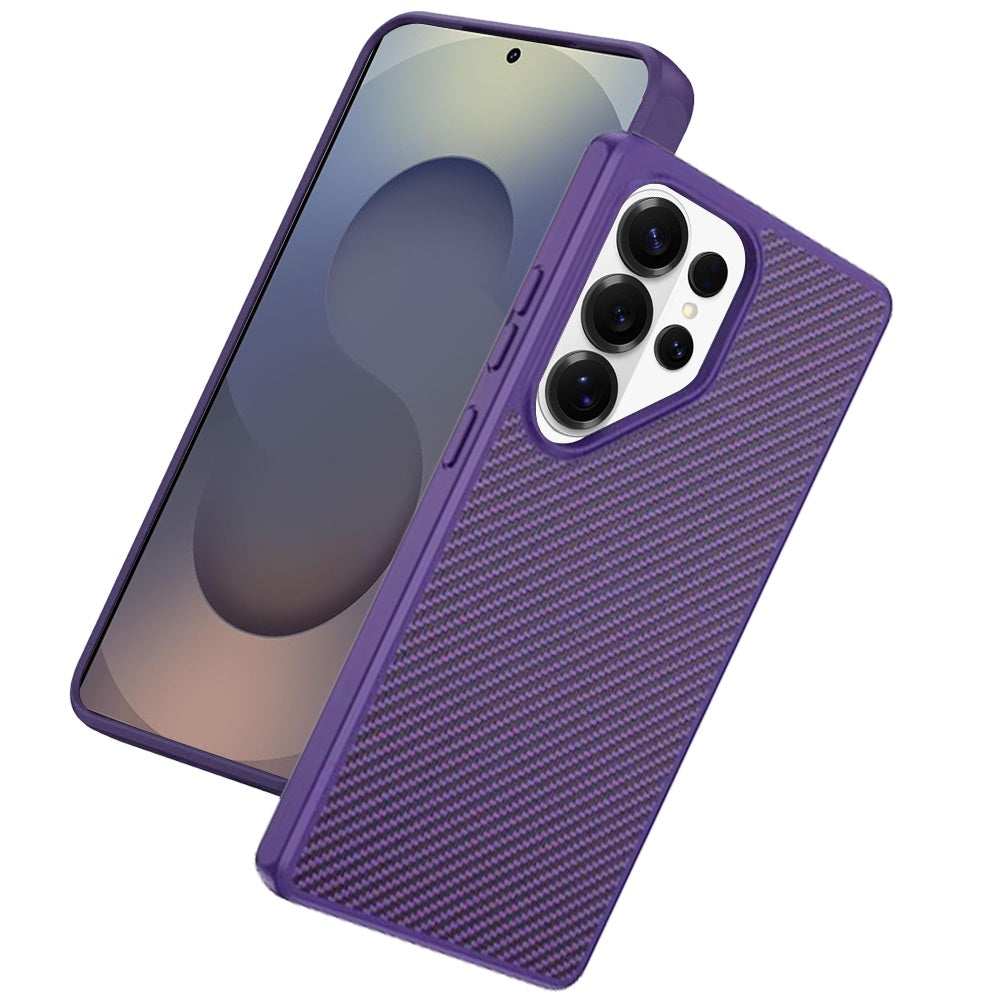 For Samsung Galaxy S26 Ultra Carbon Fiber Design with Magnetic HQ 2.0mm Thick Hybrid Shockproof Rubber Hard PC Case Cover