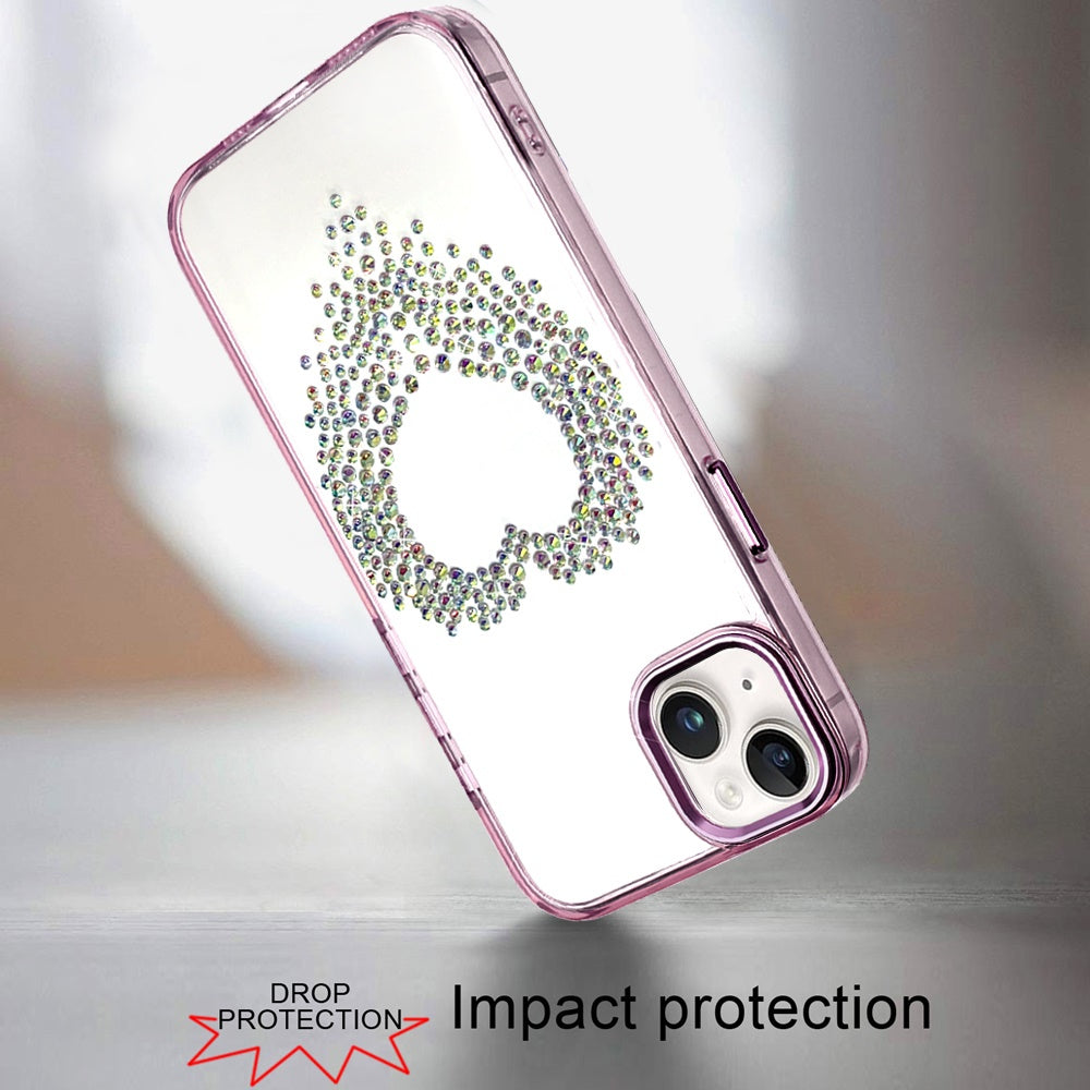 Phone Case for Apple iPhone 14 Angel Hearts Bling Shimmer Colorful Glitter Chrome Edge Shockproof Stylish Hybrid Design Cover Purple