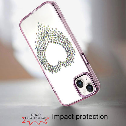 Phone Case for Apple iPhone 14 Angel Hearts Bling Shimmer Colorful Glitter Chrome Edge Shockproof Stylish Hybrid Design Cover Purple