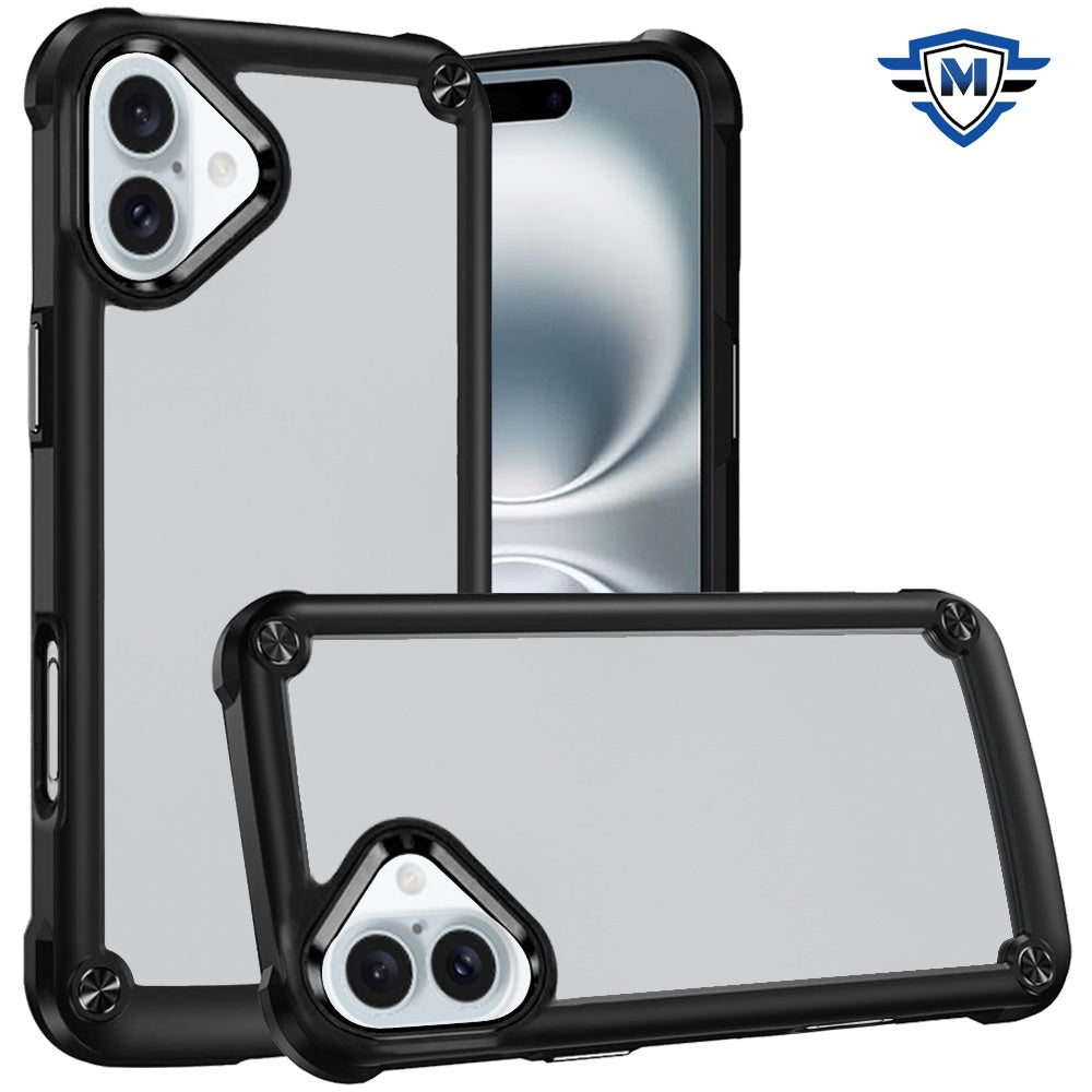 For Samsung Galaxy A16 5G Ultimate Hybrid Transparent Rubber with Metal Buttons & Camera Edges Hard TPU Frame Corner Bumper Case Cover