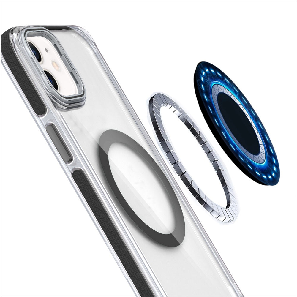 For Samsung Galaxy S22 Ultra Hybrid Clear Invisible Camera Bracket Stand [With Magsafe Magnetic Circle] Shockproof Color Frame Case Cover
