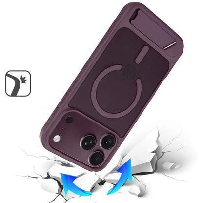 Phone Case for Apple iPhone 18 Pro Matte Magnetic Metal Kickstand Shockproof Grip Anti Slip Durable Protective Heavy Duty Hybrid Cover