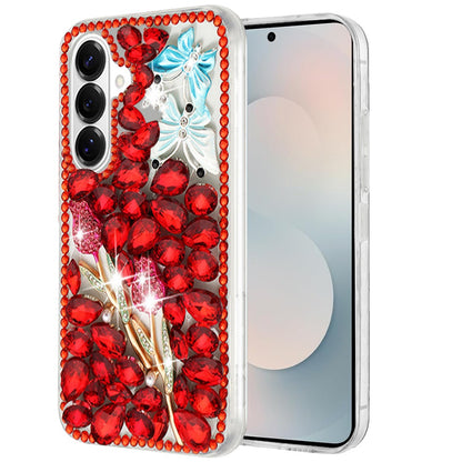 For Samsung Galaxy S26 Bling Crystal 3D Full Diamonds Luxury Sparkle Rhinestone Hybrid Protective Case Cover