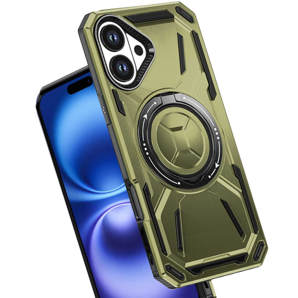 For Apple iPhone 17 (6.3") Hybrid Magnetic Ring and 360° Rotational Kickstand with MagSafe Compatible, Military Grade Drop Protection Case Cover