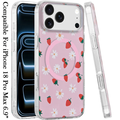 Phone Case for Apple iPhone 18 Pro Max/ iPhone 17 Pro Max Stylish Design Shockproof Magnetic Magsafe Compatible TPU IMD Print Rugged Grip Drop Protection Slim Fashion Cover