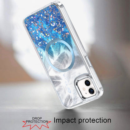 For iPhone 12 / iPhone 12 Pro (6.1") Epoxy Glitter Shimmer Fashion Case with Magnetic Magsafe Compatible Hybrid Sparkling Slim Protective Case Cover