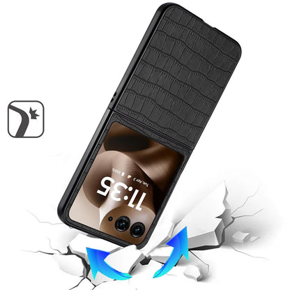 For Samsung Galaxy Z Flip 7 FE PU Vegan Leather Case, Premium Snap-On Hard Shell Cover, Slim Fit Protective Matte Finish Case Cover