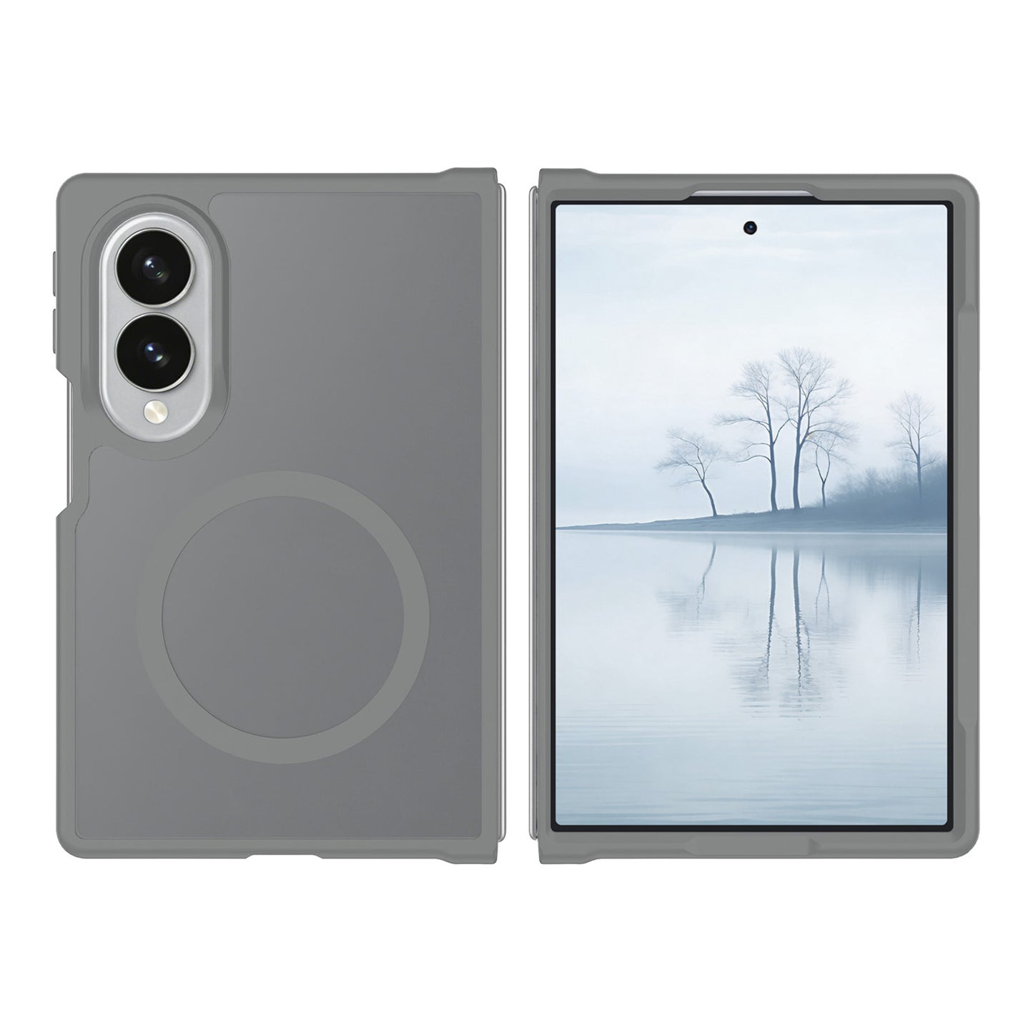 Phone Case for Samsung Galaxy Z Fold 8 Magnetic Circle Matte Hybrid Shockproof Smooth Grip Durable Camera Protection Soft Touch TPU Armor Cover