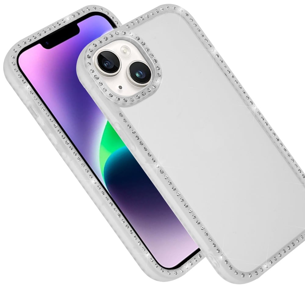 Phone Case for Apple iPhone 14/13 Luxury Diamond Glitter Transparent Shockproof Protective Crystal Shimmer Reinforced Bumper Durable Stylish Cover Clear