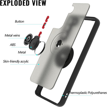 For Samsung Galaxy A37 5G Translucent Matte Back Hybrid with Rotatable Metal Ring Holder Kickstand Shockproof TPU (Fit Car Mount) Case Cover