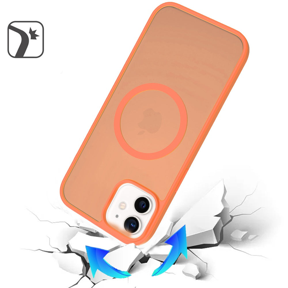 For Apple iPhone 11 MagSafe Compatible Case Hybrid Soft TPU Bumper Hard Translucent Matte Back Slim Shockproof Case Cover Cosmic Orange