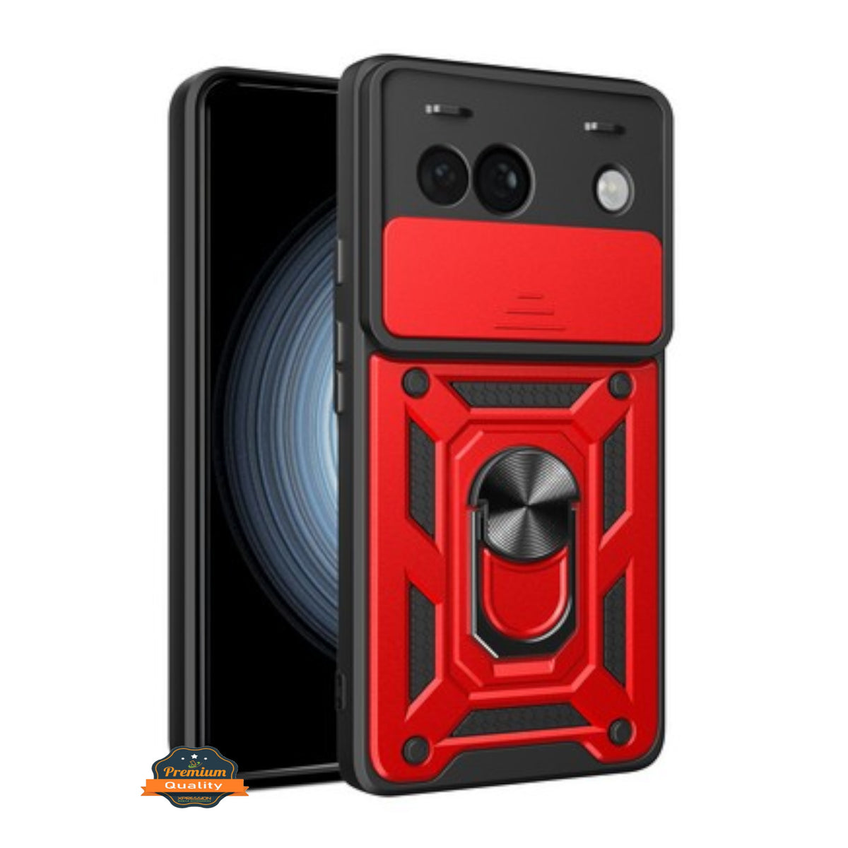 For Google Pixel 10A Hybrid Shockproof, Built-in Sliding Camera Lens Protection with Magnetic Finger Ring Stand Holder Case Cover