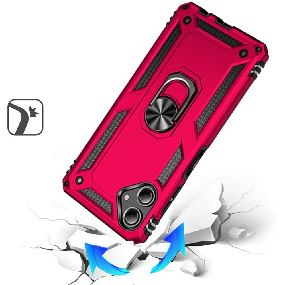 Phone Case for Samsung Galaxy A08 4G, A07 5G, A07 4G Rotatable Ring Stand Shockproof Hybrid Armor Anti Slip Heavy Duty Fit Magnetic Car Mount Durable Grip Cover