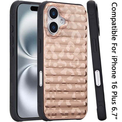 For Apple iPhone 16 Plus Chrome Leopard Magnetic Hybrid Shockproof Protection Rose Gold Design Anti Scratch Secure Grip Stylish Durable Finish Case Cover Camo