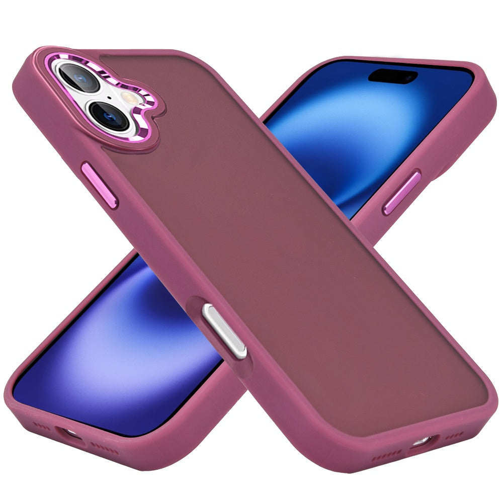 For Apple iPhone 17 (6.3") Slim Fit Thin Hybrid,Frosted Matte Polished Acrylic Hard PC with TPU Rubber Frame Case Cover