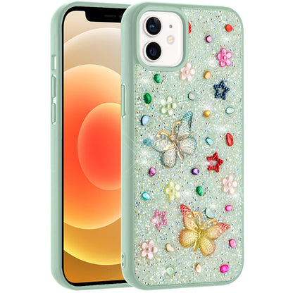For Apple iPhone 12 /12 Pro Diamond Butterfly 3D Glitter Bling Design, Slim Hybrid Sparkle Protective Cover TPU for Women Girls Case Cover
