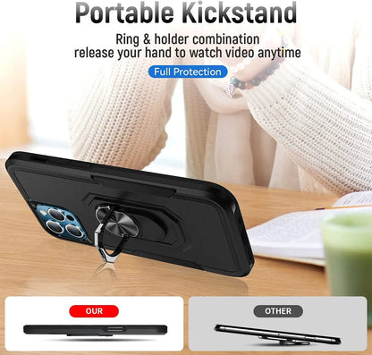 For Samsung Galaxy A17 5G Heavy Duty Rugged Hybrid, Dual-Layer Shockproof Protection with Magnetic Ring Stand Holder Case Cover