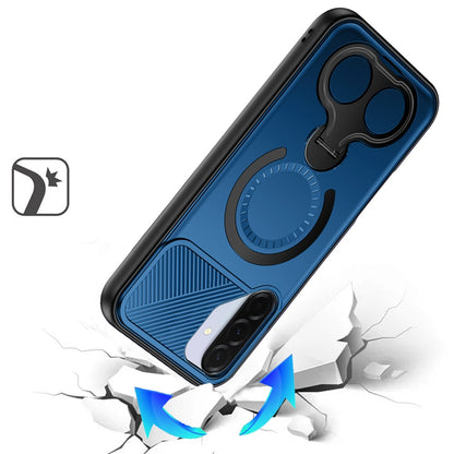 Hybrid with Invisible 2 Hole Ring Stand Magnetic back Car Mount Friendly Protector