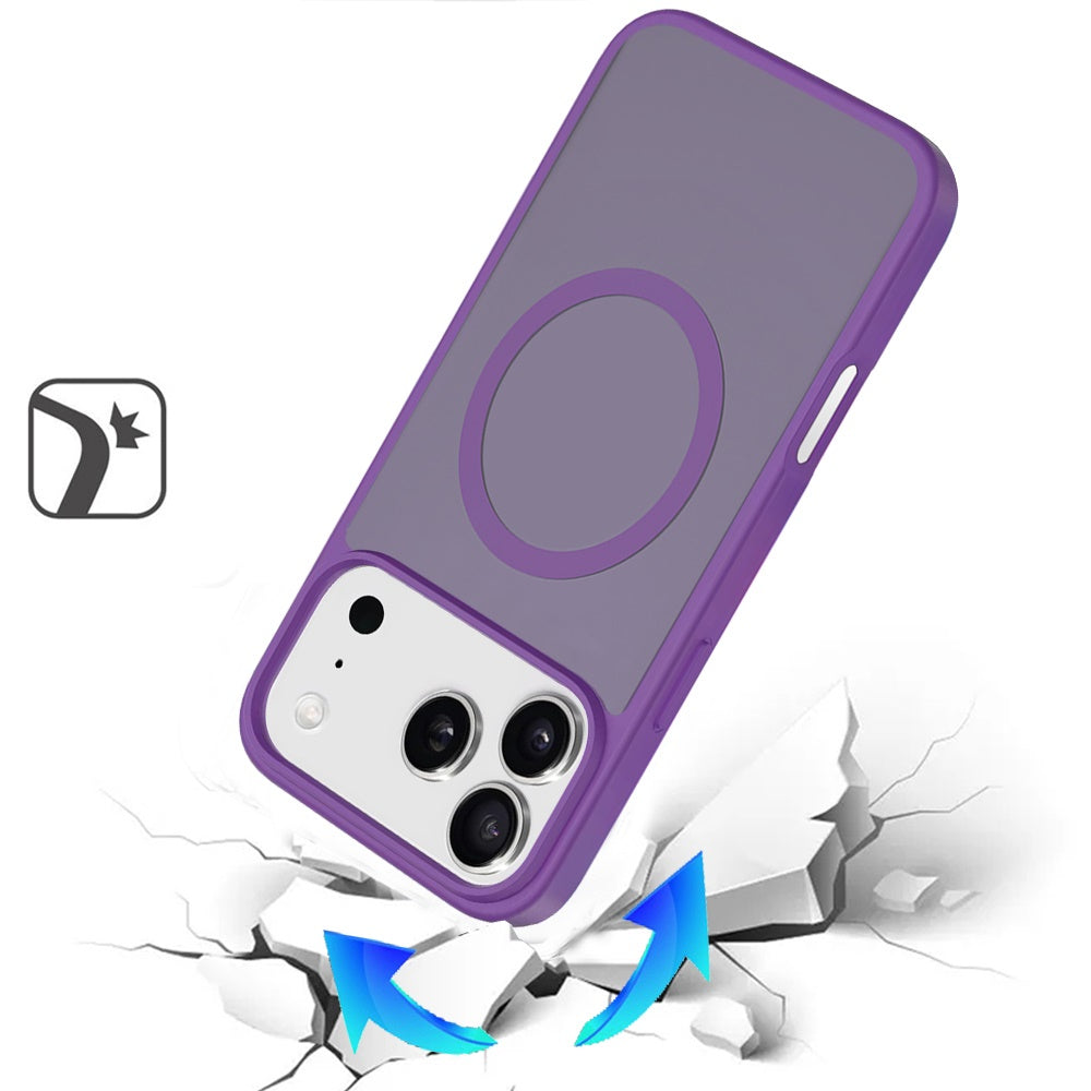 Phone Case for Apple iPhone 18 Pro Magnetic Matte Hybrid Shockproof Smooth Grip Durable Camera Protection Anti-Slip Soft Touch TPU Armor Cover Purple