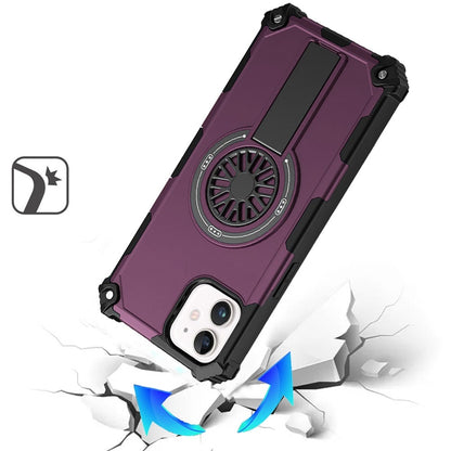 Phone Case for Apple iPhone 12 /12 Pro Invisible Kickstand Magnetic Car Mount Friendly Shockproof Texture Anti Slip Durable Grip Heavy Duty Hybrid Cover Purple