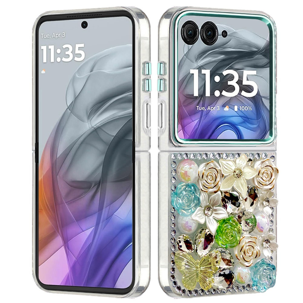 Luxury Rose Bling Rhinestone Glitter Floral Hybrid Shockproof Stylish Protective Designer Ornament Sparkle
