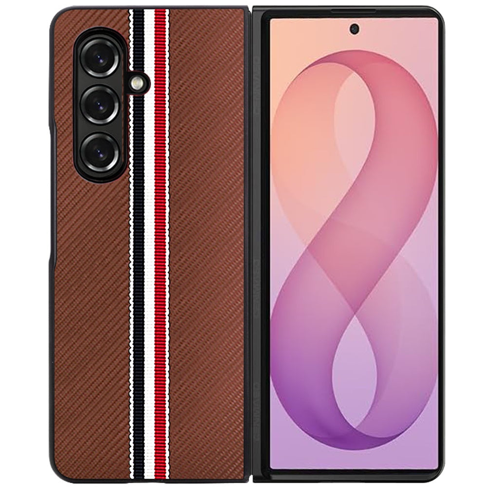 Phone Case for Samsung Galaxy Z Fold 8 Ultra Velvet Fabric Vegan PU Leather Slim Fit Hybrid Protective Shell Shockproof Design Cover Brown
