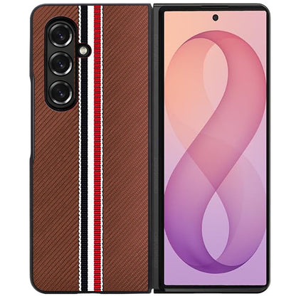 Phone Case for Samsung Galaxy Z Fold 8 Ultra Velvet Fabric Vegan PU Leather Slim Fit Hybrid Protective Shell Shockproof Design Cover Brown