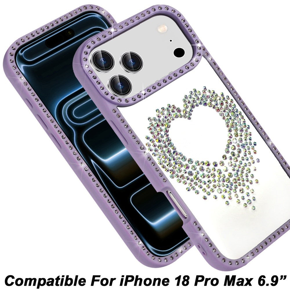 Phone Case for Apple iPhone 18 Pro Max Angel Hearts Glitter Shimmer Diamond Edge Sparkle Hybrid Shockproof AntiSlip Grip Fashion Stylish Protective Bumper Cover