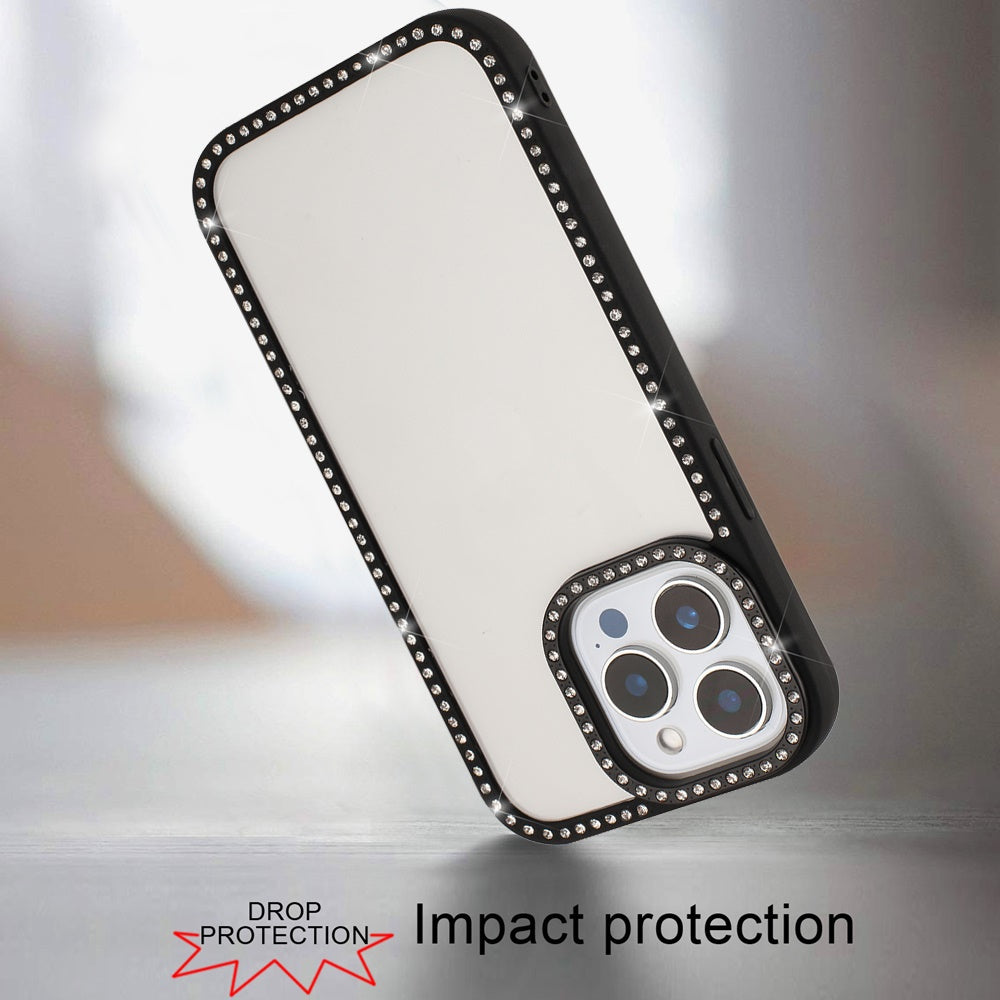 For Samsung Galaxy S25 Ultra Diamond Full Rhinestone Clear Hybrid Protective, Sparkly Bling Transparent Shockproof Bumper All Around Case Cover Black