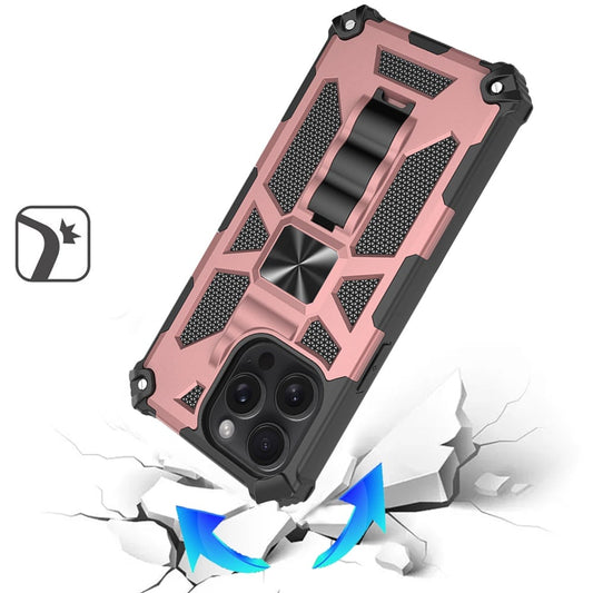 Phone Case for Apple iPhone 13 Pro Built in Magnetic Hiden Kickstand Shockproof Rugged Armor Grip Hybrid Heavy Duty Anti Slip Protective Style Cover Gold