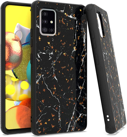 For Apple iPhone 15 (6.1") Marble Fashion Stylish Flake Glitter Bling Hybrid Glossy TPU Rubber Hard PC Protection Butterfly Phone Case Cover