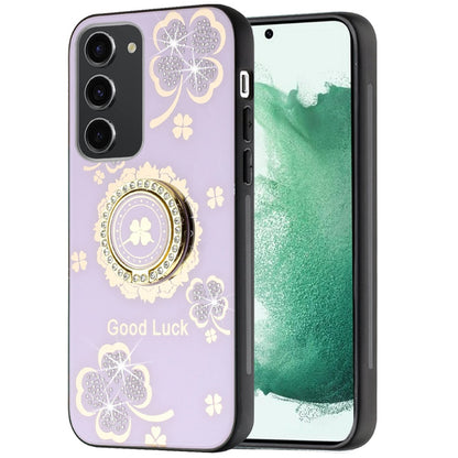Phone Case for Samsung Galaxy S22+ /S22 Plus Diamond 3D Fashion Floral Glitter Engraved Luxury Bling Hybrid Shockproof Chrome Edge Protective Grip Cover