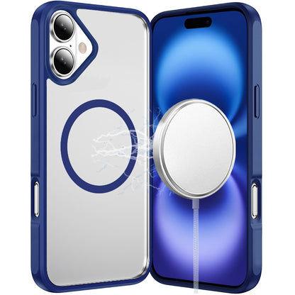 For Apple iPhone 17 (6.3") Magnetic Circle HQ Transparent Clear TPU Thick 2.0mm Frame Hybrid Shockproof Protector Case Cover Cosmic Orange