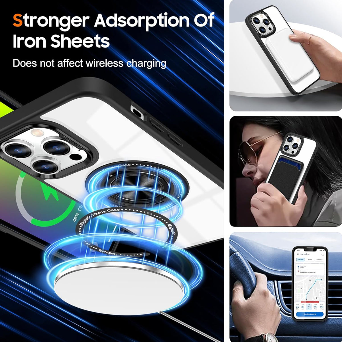 For Samsung Galaxy S25 /S24 Clear Transparent Back Hybrid with Rotating Ring Stand, MagSafe Compatible Shockproof Slim TPU PC Case Cover