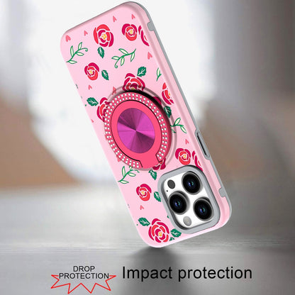 For Apple iPhone 17E /16E Pattern Design Hybrid with Invisible Ring Stand & Magnetic Back, Shockproof Protective Grip Case Cover