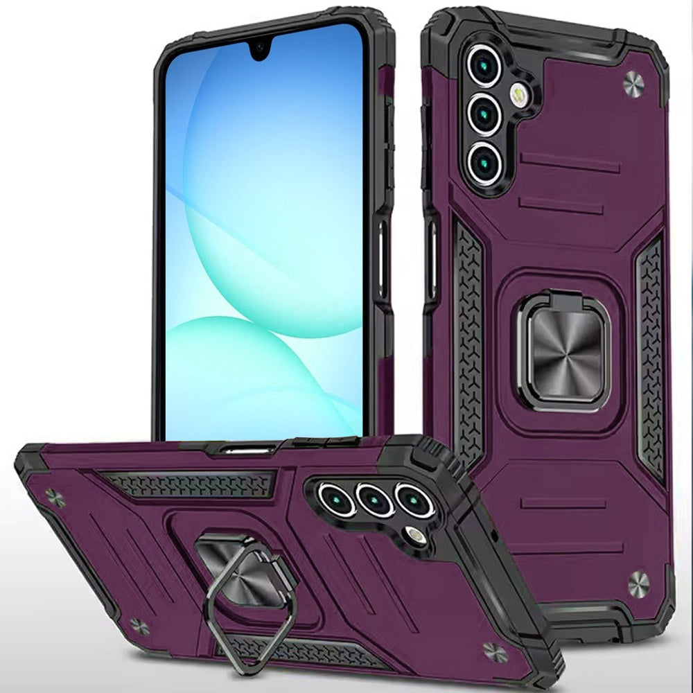 Phone Case for Samsung Galaxy A17 5G Magnetic Car Mount Hybrid Ring Stand Shockproof Rugged Grip Armor Heavy Duty Protective TPU Durable Cover Purple