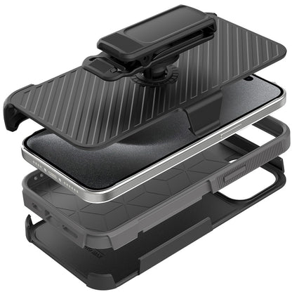 For Apple iPhone SE 4 Rugged 2in1 Armor Combo Belt Clip Holster, Non-Slip Tough Hybrid lined Shockproof Case Case Cover