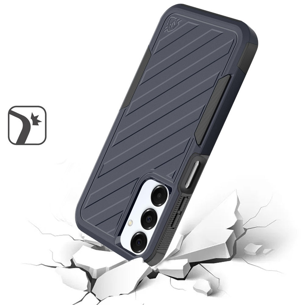 For Apple iPhone 16e Hybrid lined shockproof dual layer Rugged 2in1 Hard PC & Silicone TPU Non Slip Textured Tough Armor Case Cover Blue Navy