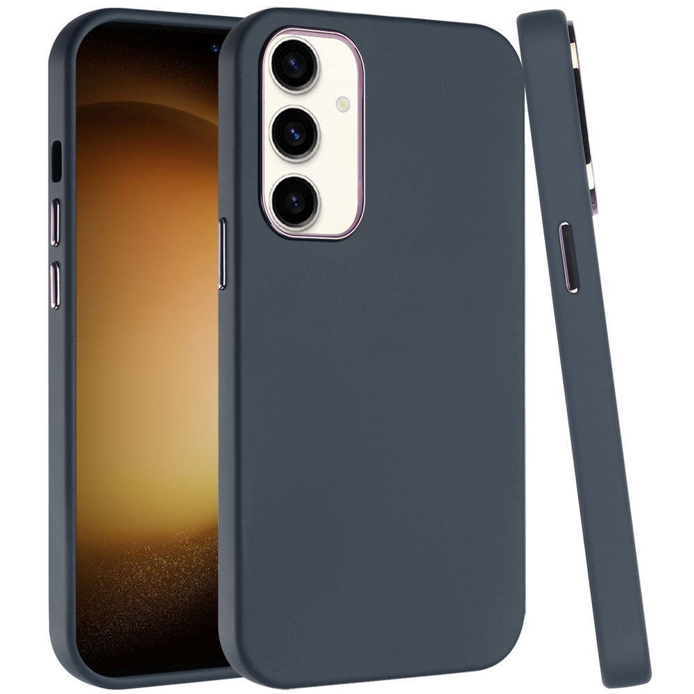 For Samsung Galaxy A16 5G Slim Classic Hybrid Around Rubber Gummy Gel Slick Hard PC Silicone TPU Chromed Button Case Cover