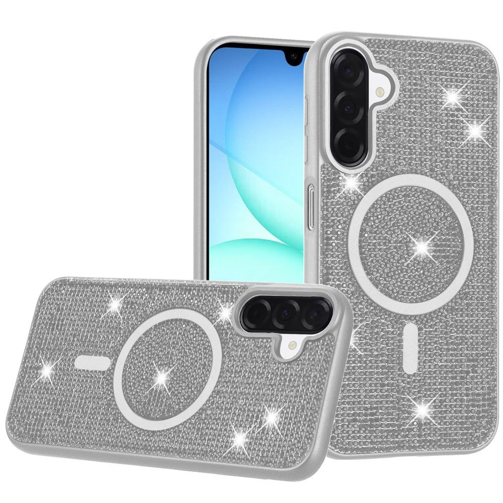 Phone Case for Samsung Galaxy A17 5G Magnetic Bling Diamond Sparkle Hybrid Shockproof Rugged Grip Durable Protection Anti-Slip Armor Design Cover
