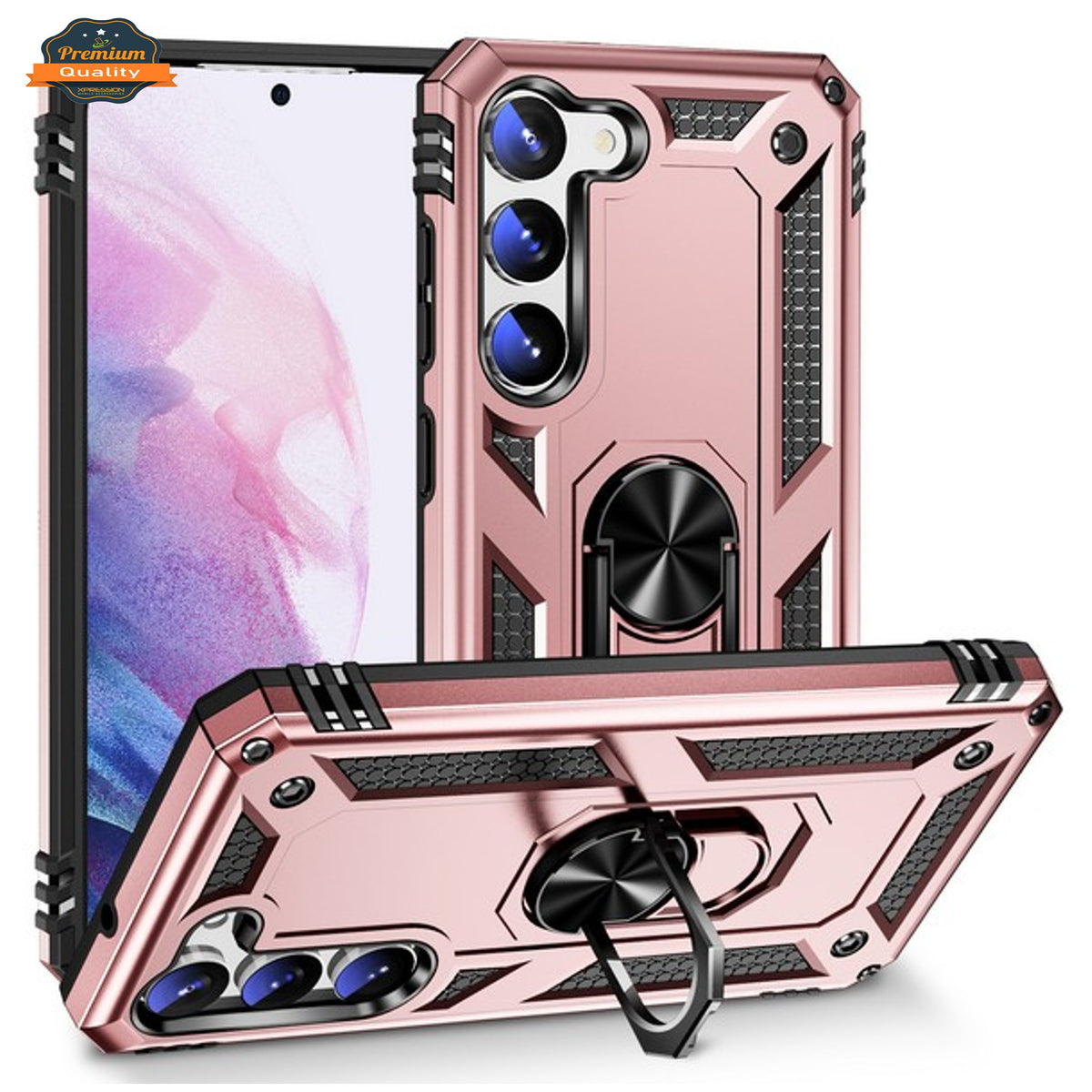 For Samsung Galaxy A17 5G Shockproof Hybrid Dual Layer PC + TPU with Metal Ring Kickstand Heavy Duty Armor Shell Case Cover