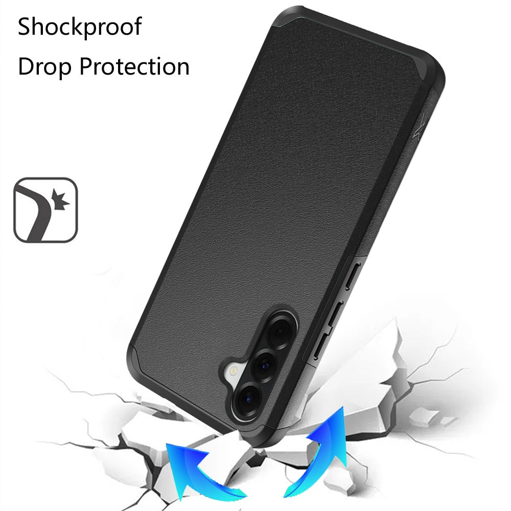 Phone Case for Samsung Galaxy A37 / A36 Slim Tough Shockproof Heavy Duty Hybrid Armor Anti Slip Durable Grip Dual Layer TPU Protective Hard Shell Cover Black