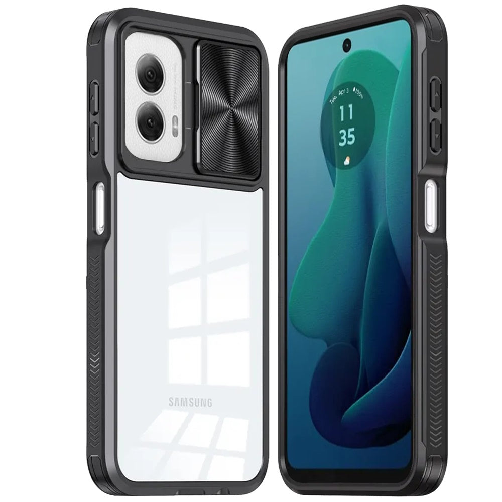 Standard for Motorola Moto G Stylus 5G 2024 Motorola Moto G Stylus 5G 2024 Hybrid Cases with Sliding Camera Cover Transparent Back Slim Shockproof Bumper TPU Protective Cover