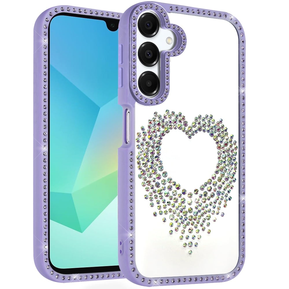 For Samsung Galaxy A16 5G Angel Hearts Glitter Shimmer Diamond Edge Hybrid Drop Protection Shockproof Design Case Cover