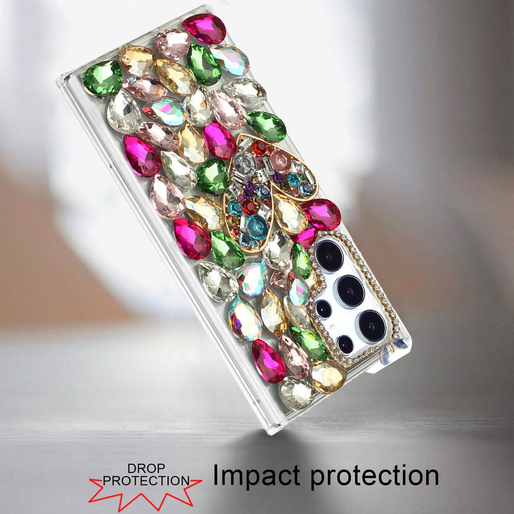 For Samsung Galaxy S25 Ultra Bling Crystal 3D Full Diamonds Luxury Sparkle Rhinestone Hybrid Protective Case Cover