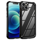 For Apple iPhone 15 (6.1") Heavy Duty Hybrid Clear back Shield Hard PC + TPU Bumper Edge Frame Shockproof Protective  Phone Case Cover