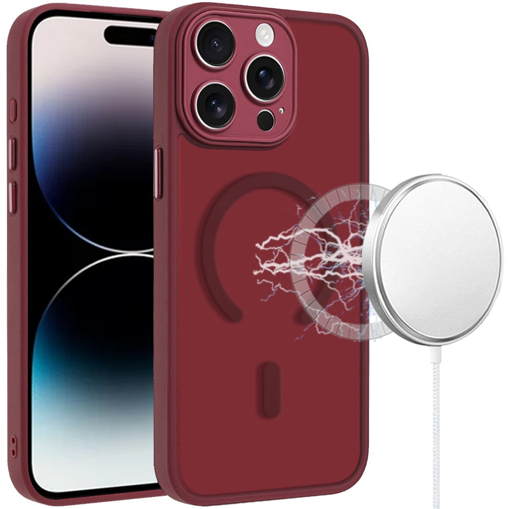 Phone Case for Apple iPhone 14 Pro Max Matte Frosted Magnetic Back Hybrid Hard PC Soft TPU Camera Protection Slim Shock Absorbing Anti Fingerprint Cover