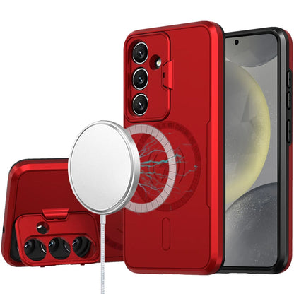 For Samsung Galaxy S25 /S24 Foldable Camera Protector Kickstand with MagSafe Compatible, Dual Layer Hybrid Shockproof Case Cover